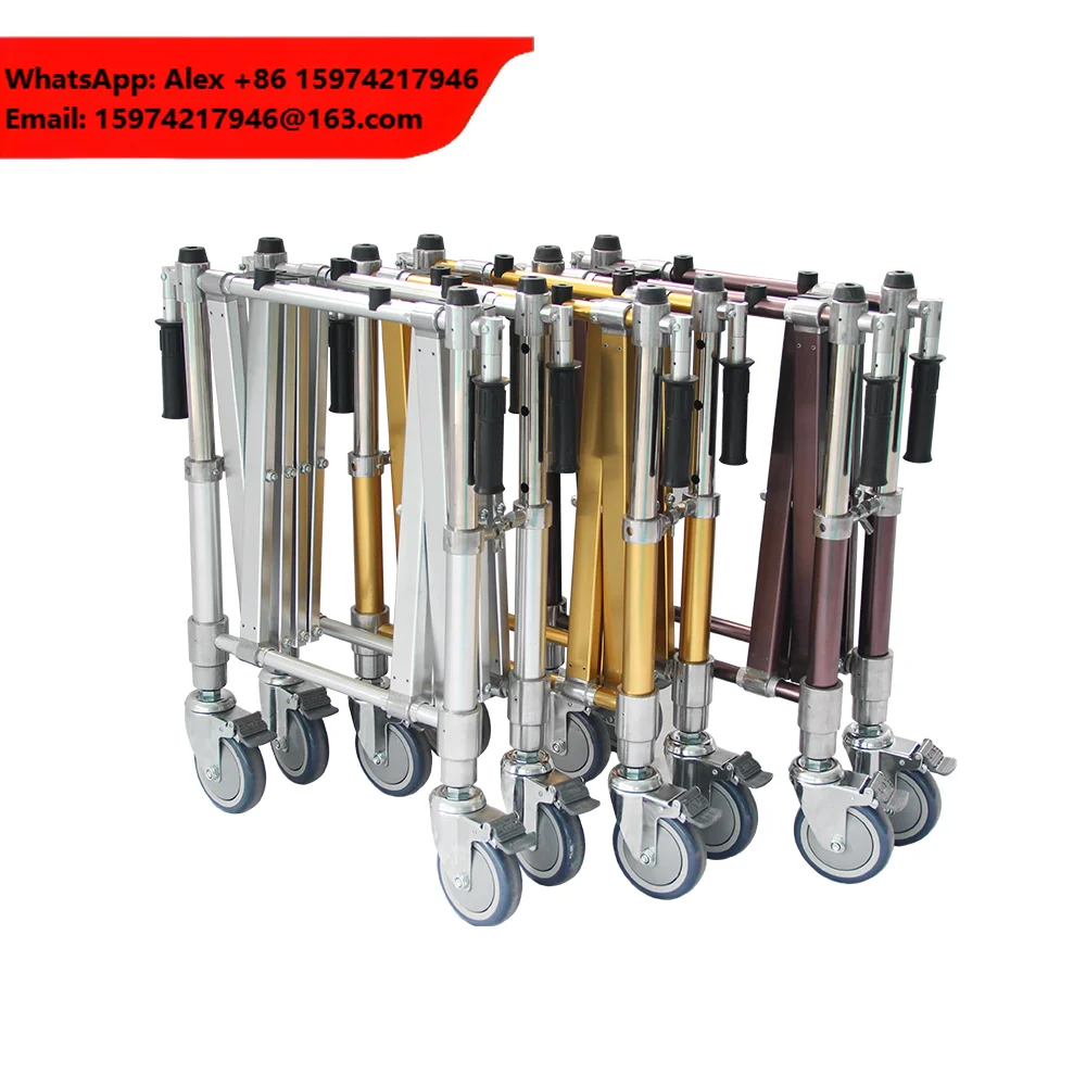 YXZ-D-4 Golden Sliver Brown Aluminum Alloy Folding Funeral Casket Coffin Trolley