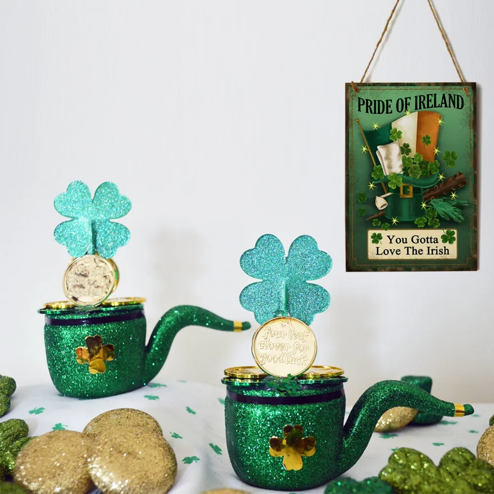 

Three Leaf Clover Decoration Signboard Wood Hanging Saint Patricks Day English Office Store Party Photo Prop Beautiful