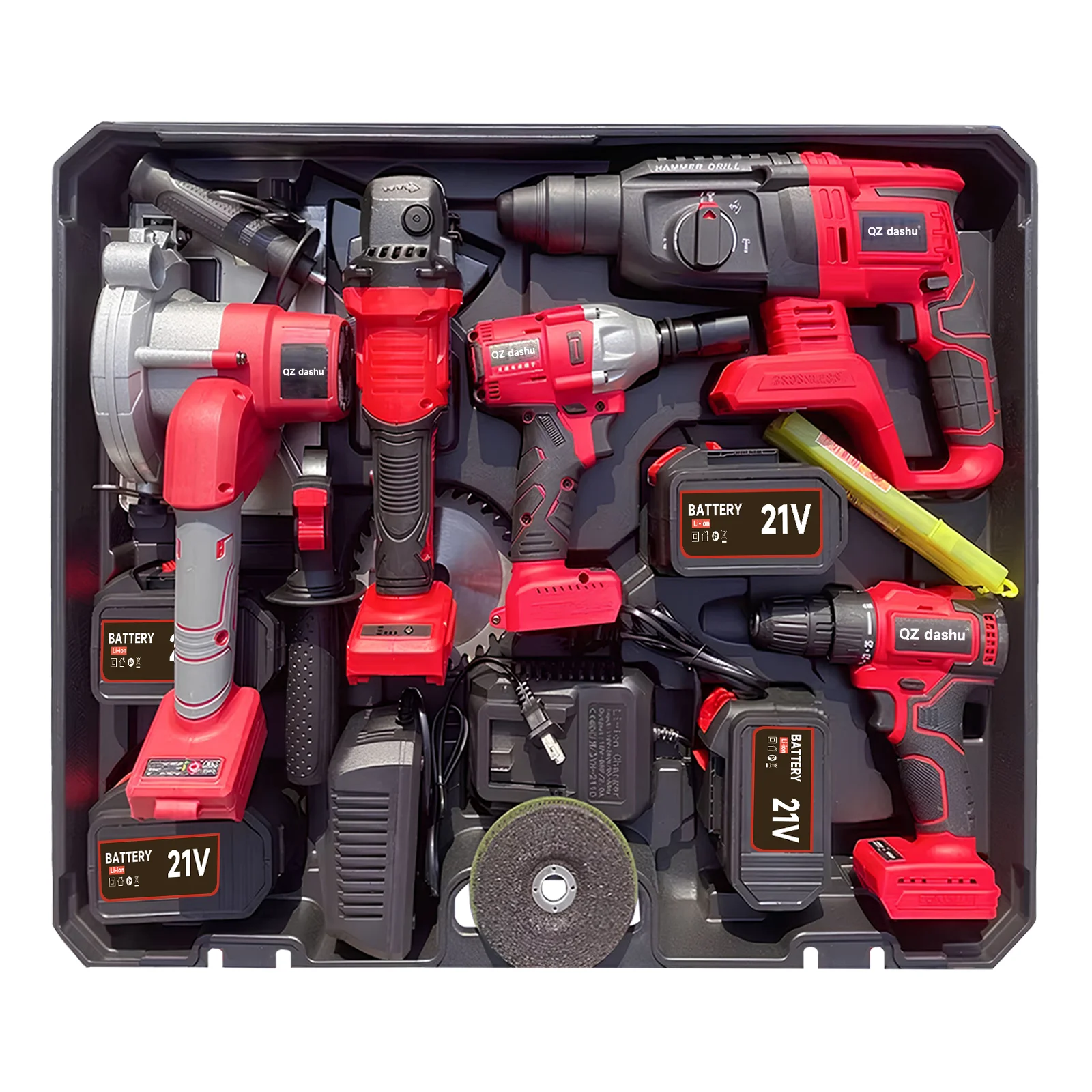 Conjunto de ferramentas sem fio com motor sem escova de lítio profissional, 5 peças, chave de martelo, moedor de ângulo, serra, equipamento elétrico, 
