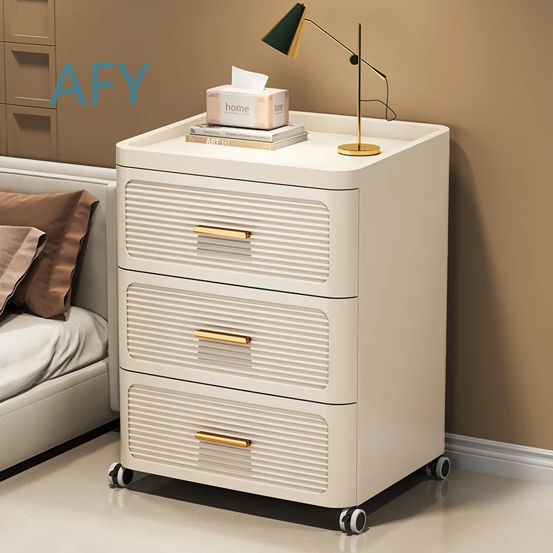 Modern Minimalist Nightstand with Drawers for IKEA MUJI Style | Faux Wood Bedside Storage Cabinet for Small Spaces Bedroom