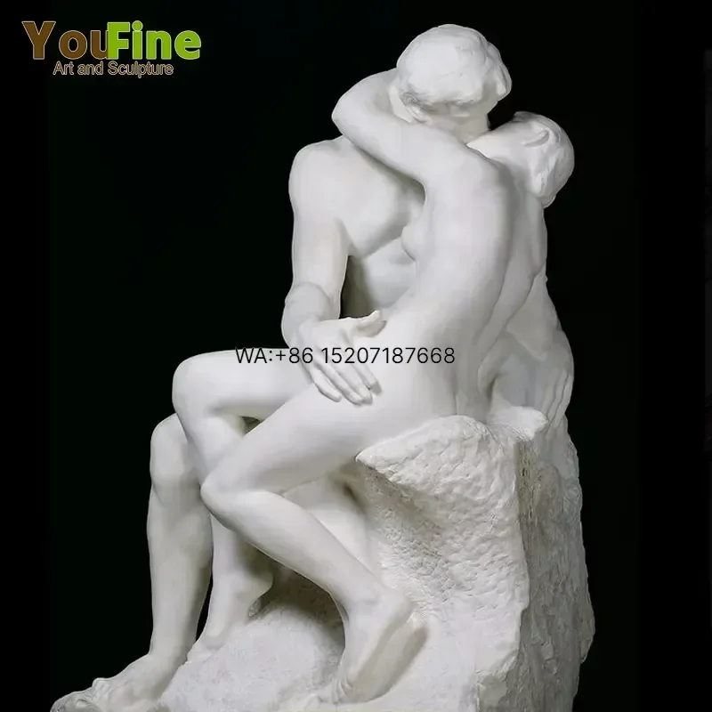 Wmwmnu Hand Carved Famous Marble Kiss Statue for Home Decor Art Sculpture Gift