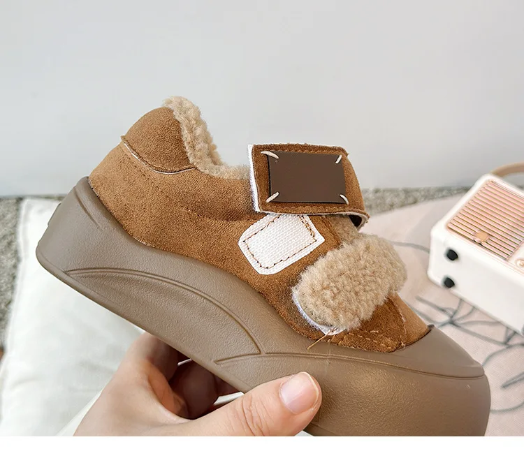 2026 Winter Neue Kinderschuhe Mädchen Koreanischer Stil Lammwolle Mädchen Baumwollschuhe Verdickte Samt-Warme Anti-Kick Fell-Schuhe – Detail 19