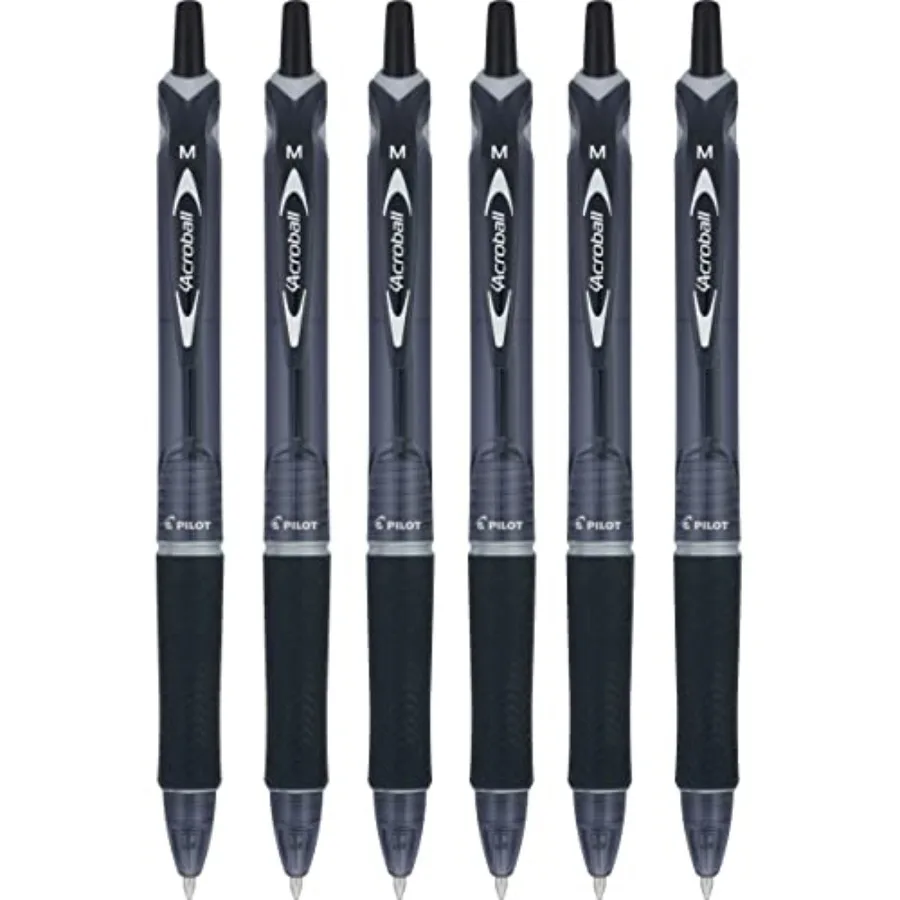 

Acroball Colors Advanced Ink Refillable and Retractable Ball Point Pens, Medium Point, Black Ink, 6 Pack