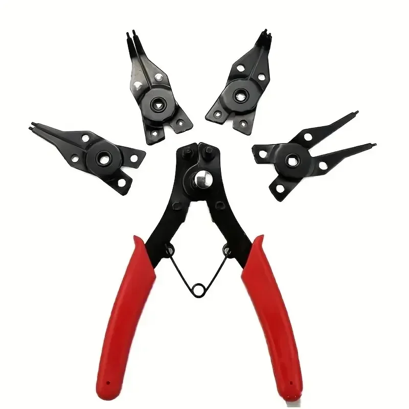 4 In 1 Snap Ring Pliers Set Internal External Circlip Pliers with Straight Bent Jaw for Ring Remover Retaining C Clip Pliers