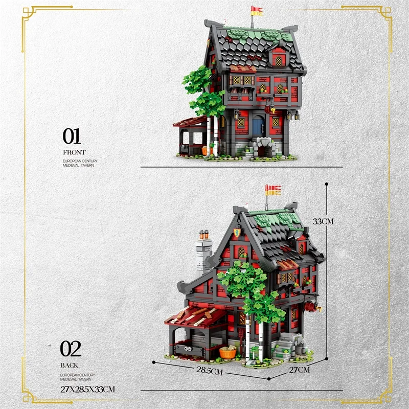 Medieval Crusaders Inn Town Street View House European Century Model Building Block City Bricks Set Christmas Gifts Toy For Kids