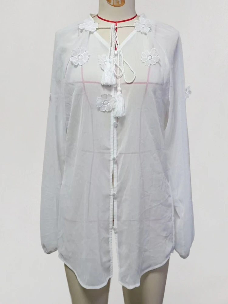 

Summer Cover Ups Women Swimsuit Long Sleeve Robes Bathing Suit 2026 New Solid Color Beach Holiday Mini Dresses Cover-Up