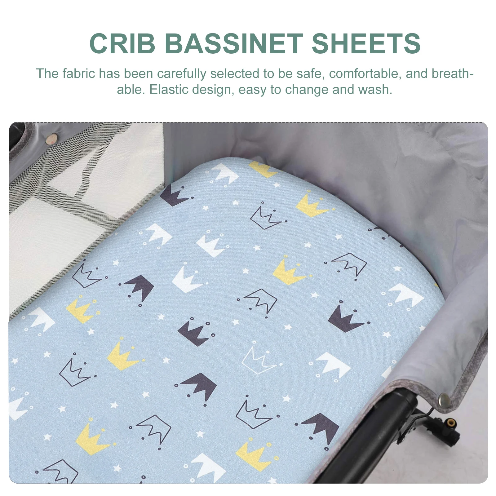 

Summer Print Crib Mattress Sheet Breathable Fitted Bassinet Pad Cover Oval Rectangular Nursery Bed Protector