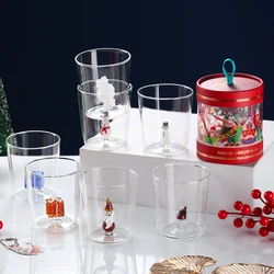 3D Cups for Christmas Transparent Glass Cups for Coffee Water Juice Mug Snowman Santa Animal Design Christmas Gift