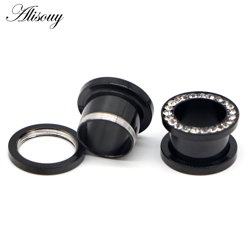 Alisouy 2pc 316L Stainless Steel Ear Plugs and Tunnels Ear Piercings Earlets Screwed Earring Expander Ear Gauges Body Jewelry