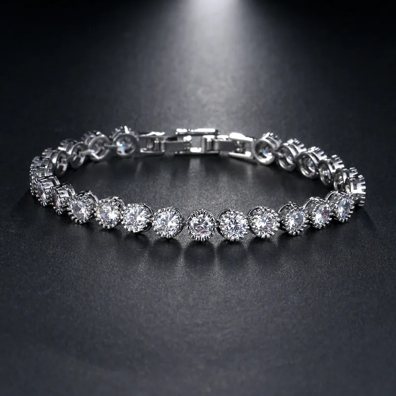 D VVS1 Round Moissanite Tennis Bracelet Original S925 Sterling Silver 18k Rose Gold Bracelets Pulseiras De Prata for Women Man
