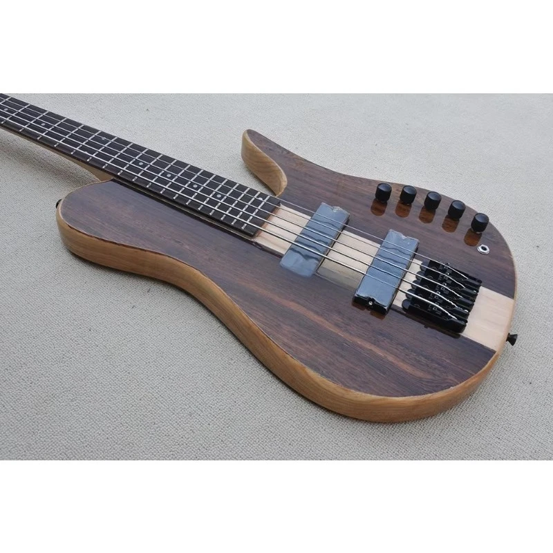 Brown 5 Strings Electric Bass Guitar Neck Through Body Bass Fretboard Bass Guitar - view 3