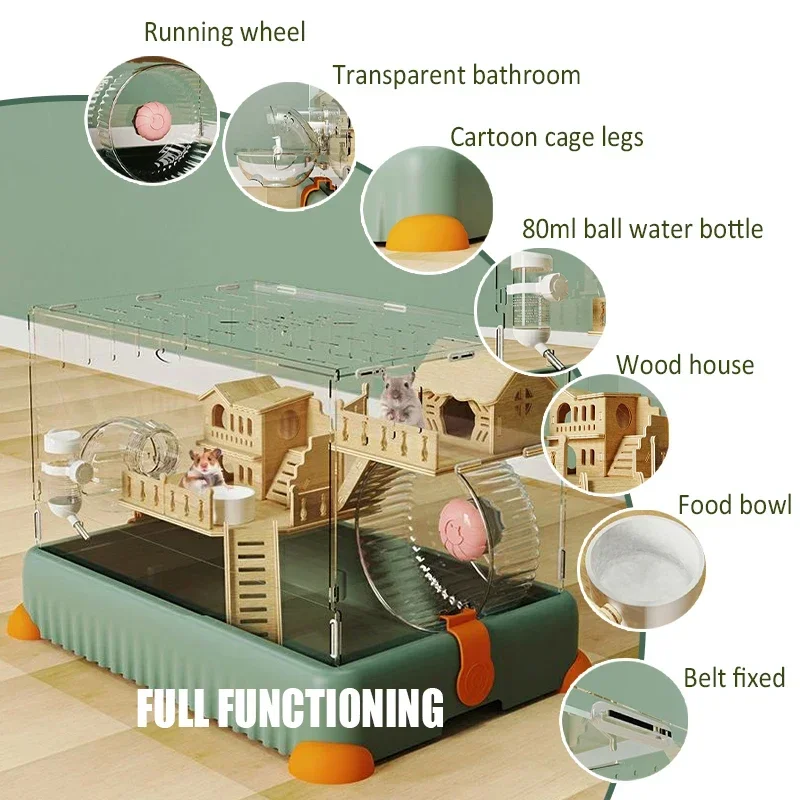 Acrylic Transparent Hamster Cages Breathable Guinea Pig Small Animal Cage Panoramic Hamster Habitats Small Pet Breeding Box