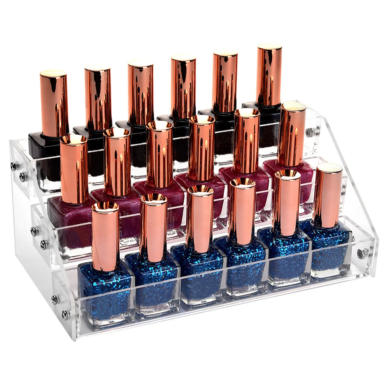 1Pcs Clear Acrylic Nail Polish Rack Multi-Level Manicure Display Shelf Low Profile Stable Base for Dressing Table Bedroom Vanity