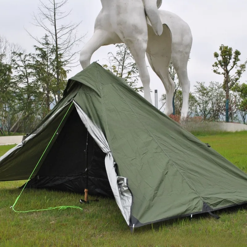 

Rain and sun protection inner and outer tent full set of climbing cane pyramid tent, outdoor poleless BC tent, ultra-light tent