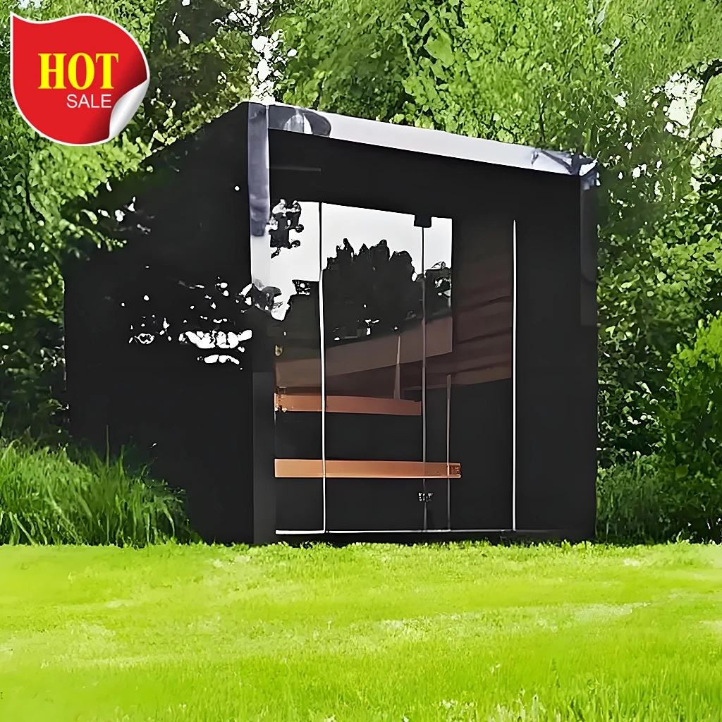 Outdoor SaunaSauna Manufacturer Luxury 4-6 Person Outdoor Traditional Sauna Dry Steam Function 220v Sauna With Shower