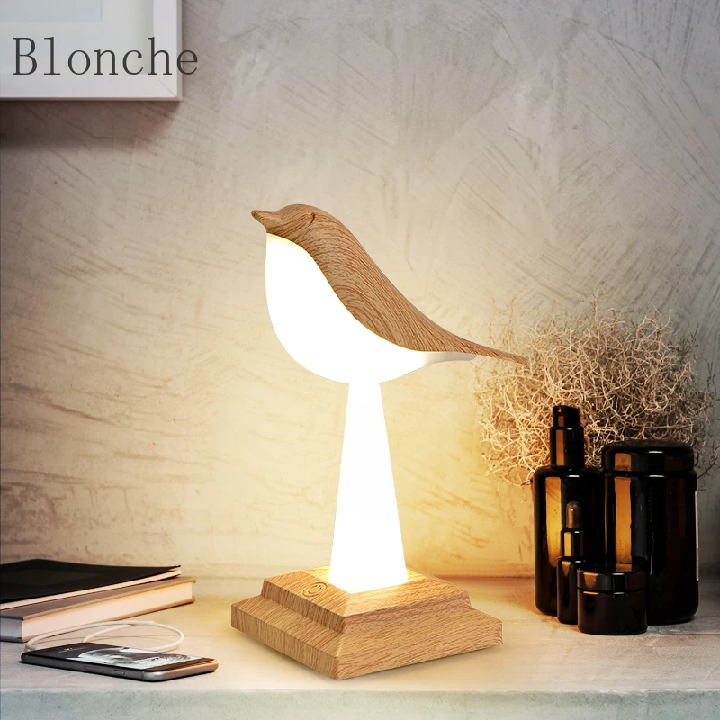 2022 New Magpie Table Lamp Creative Night Light Touch Charging Cute LED Bedroom Decorate Bedside Atmosphere Light