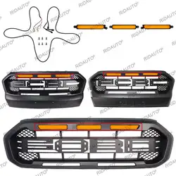 3PCS LED Light Bar Kit For HMT Aftermarket Raptor Grille Fit For 2015-2021 FORD RANGER T7 T8 Amber Yellow White Color
