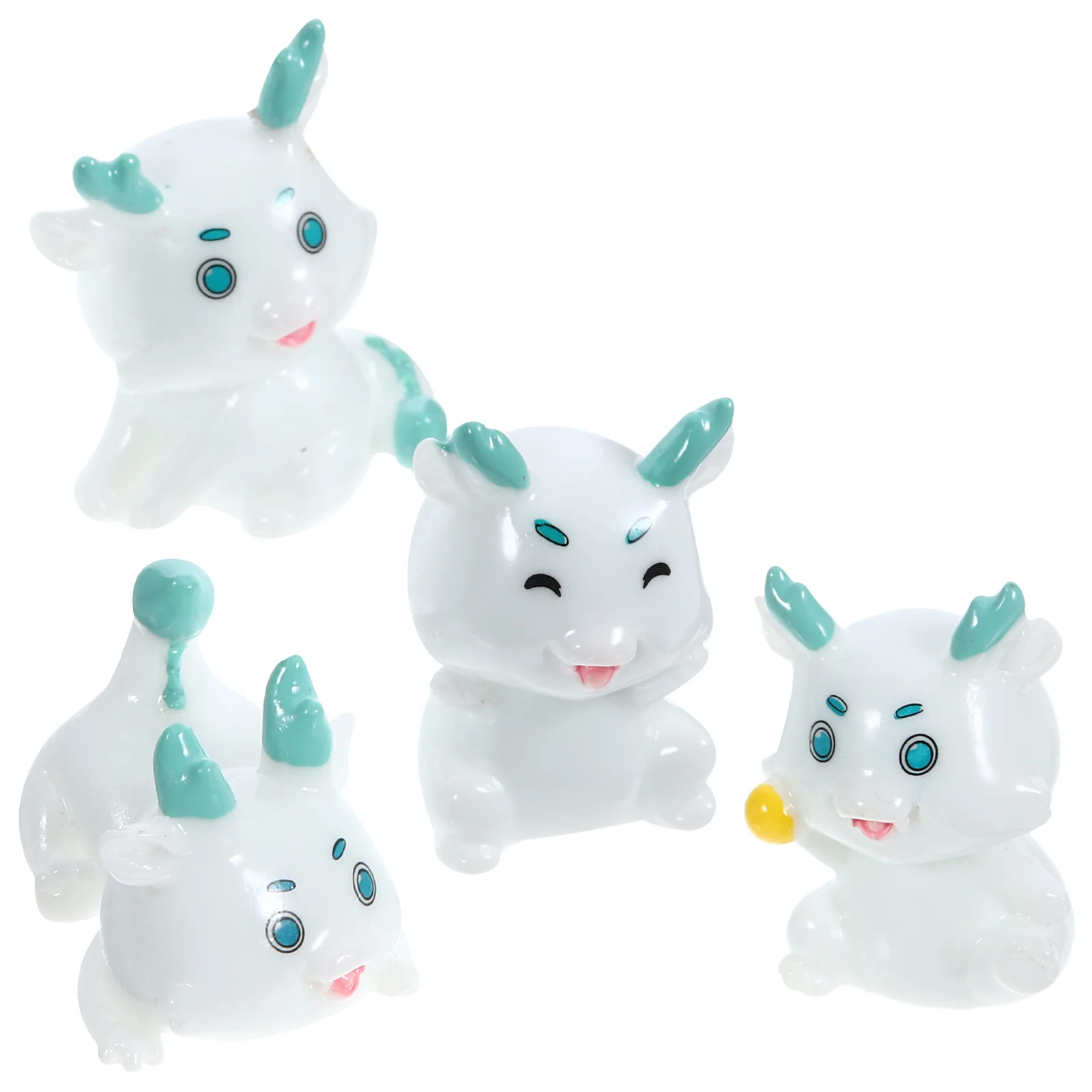 4 pezzi di ornamenti in miniatura figurine di drago dipinte a mano in resina per statue in miniatura per decorazioni per ufficio domestico desktop