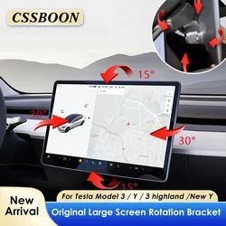 CSSBOON 2024 For Tesla Model 3 Y Highland Accessories Dashboard Touch Screen Swiveling Mount Kit 40 degree Left and Right