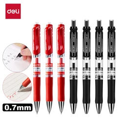 Deli 0.7mm Gel Pen Set Retractable Press Bullet Signature Ballpoint Pens Black For School Office Writing Promotion Pen Stationer