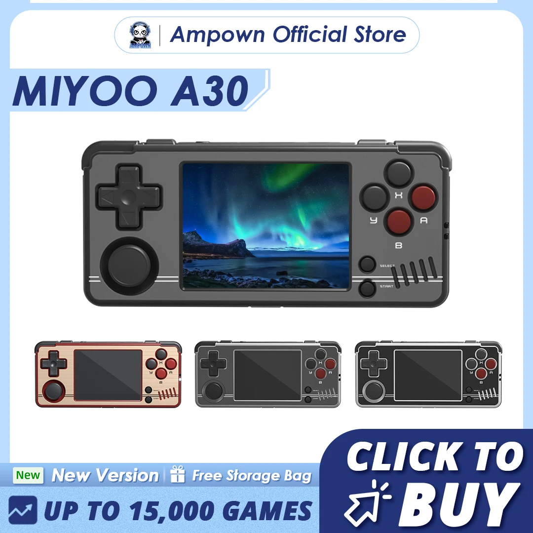 MIYOO-consola de juegos portátil A30, pantalla IPS de 2,8 pulgadas, sistema Linux, 2,4 GWifi, emulador Retro, Motor de vibración, reproductor,