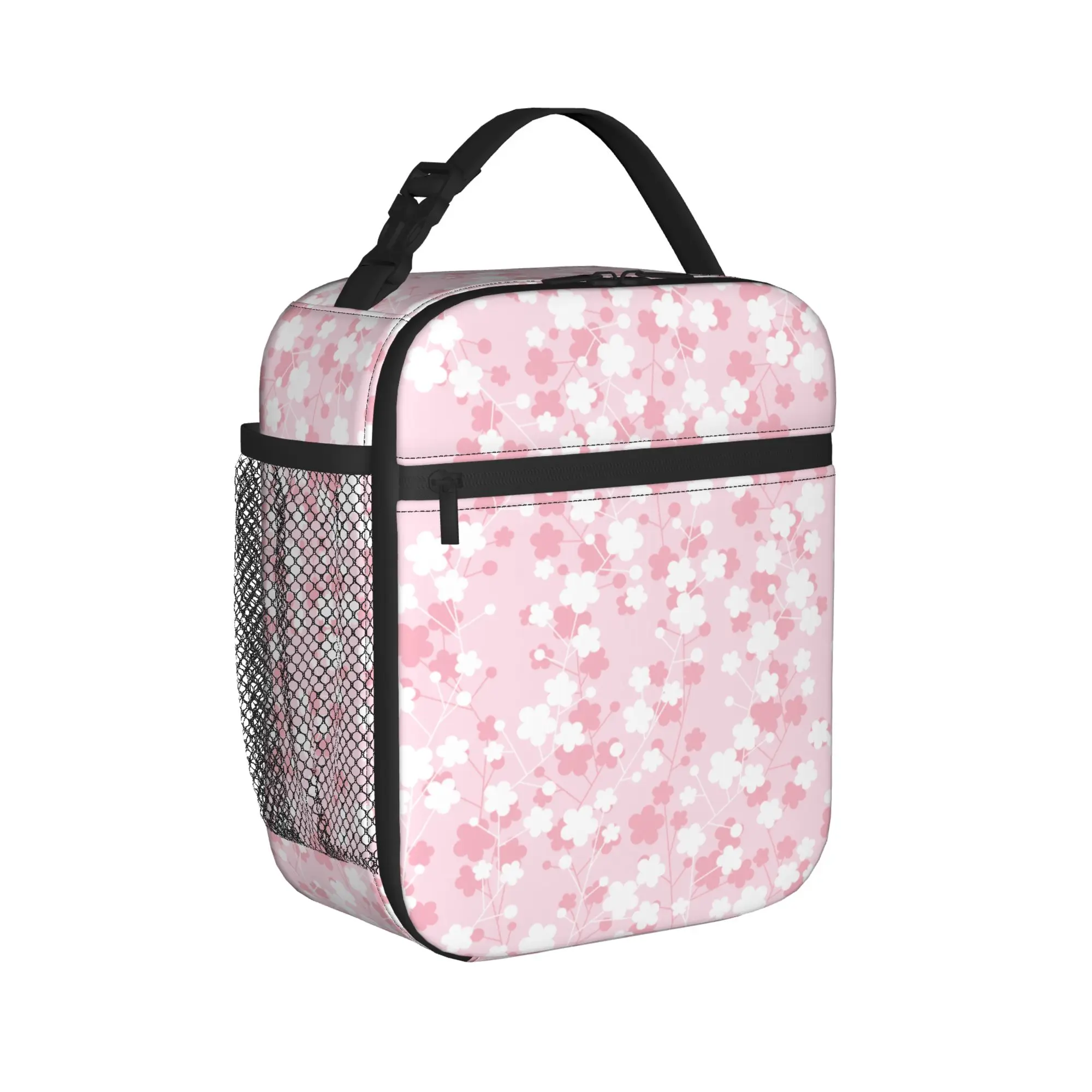 Japanese Sakura Cherry Blossom Thermal Insulated Lunch Bags for Travel  Portable Bento Box Cooler Thermal Lunch Boxes