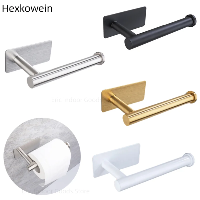 Adhesive Toilet Roll Paper Towel Holder Organizer Punch-free Tissue Dispenser Wall Mount Storage Kitchen Bathroom No Drill