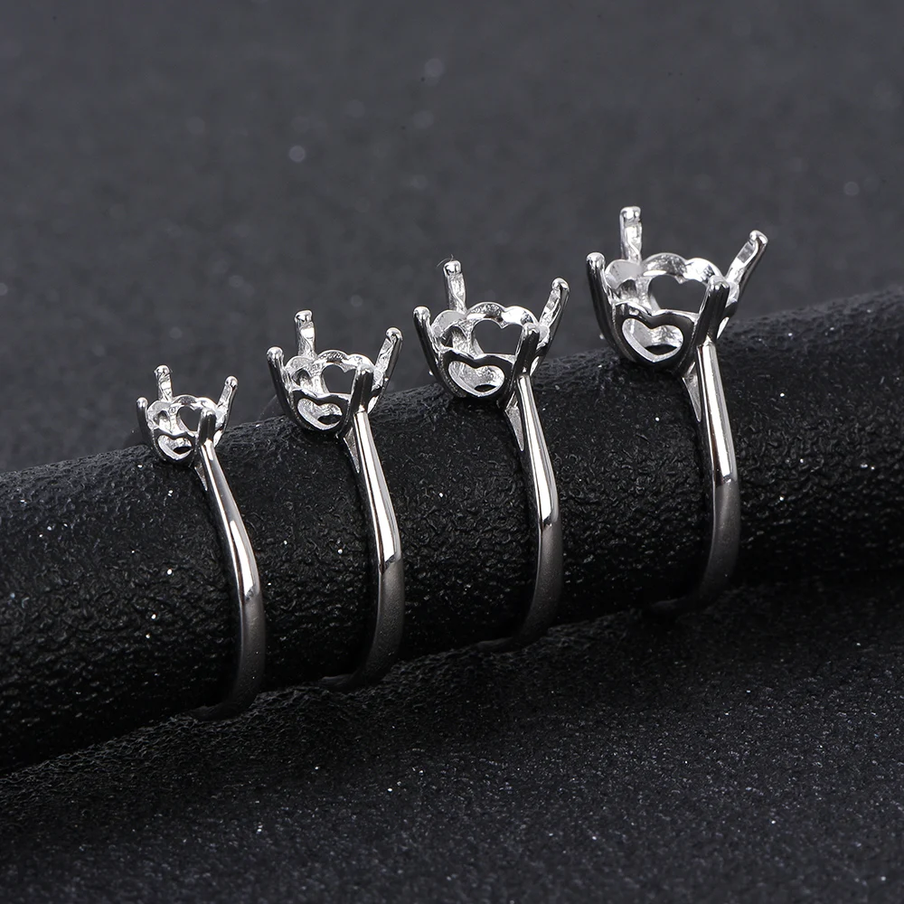 S925 Silver Solid Shank 4-Prong Round Blank Ring Setting 5mm-9mm for Moissanite DIY Jewelry Making Supplies image 4