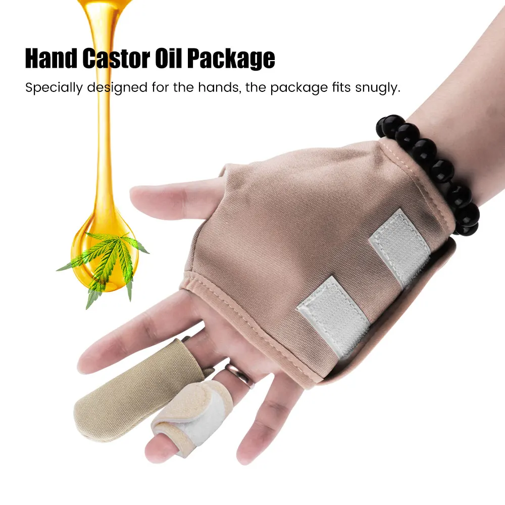 Castor Oil Pack Wrap for Hand Finger, Reusable Organic Castor Oil Packs for Detox,Constipation, Washable Strap Anti Oil Leak