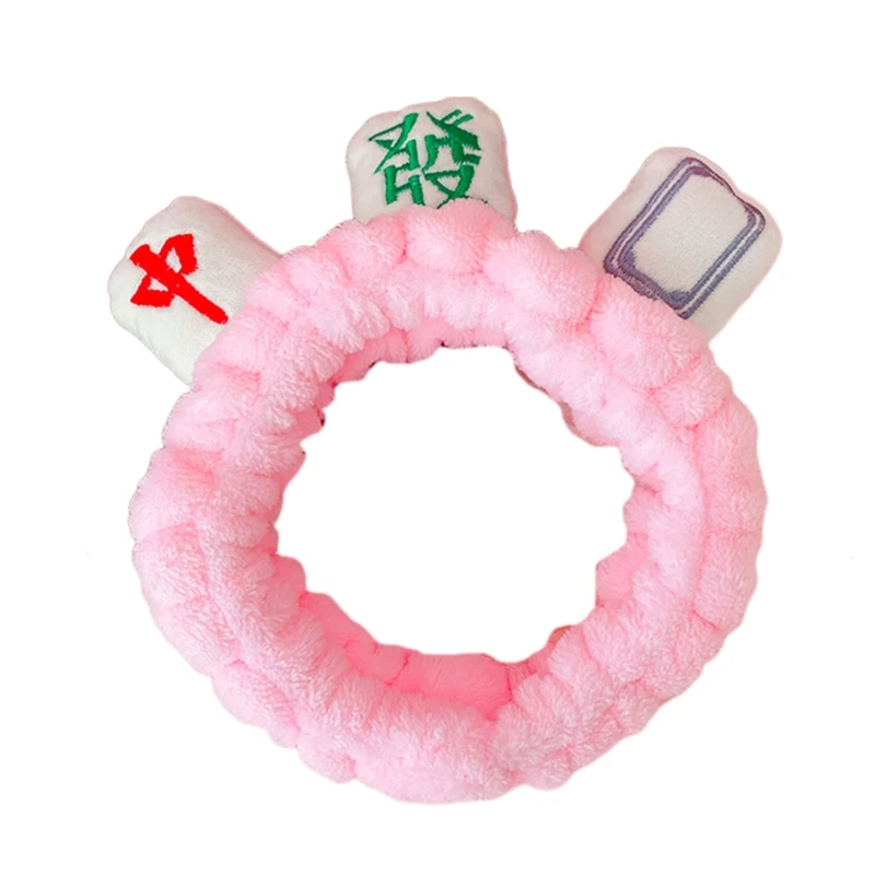 for Creative Mahjong Headband Plush for Head Wrap Make Up Hairband Elastic Turba