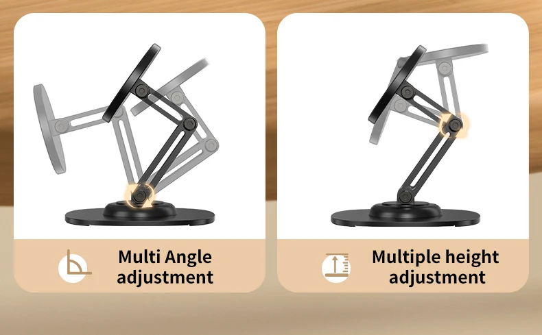 ZEKA Metall-Schreibtisch-Telefonhalter N52 Magnetisch Faltbar 360° ° Drehbarer Ständer für iPhone MagSafe iPad Tablet – Detail 8