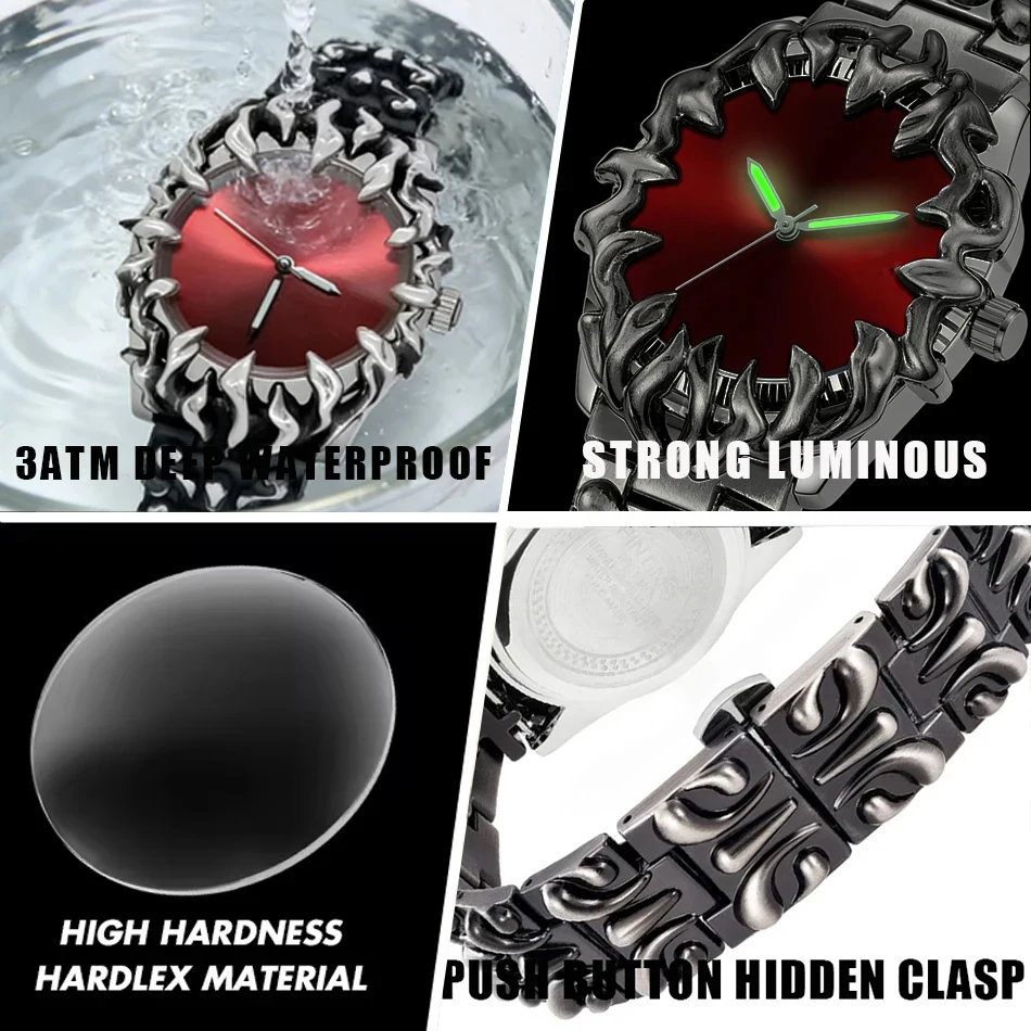 Jam Tangan PINTIME Dragon-Claw Custom Hitam Quartz  Jam Tangan Pria Gaya Y2K Unik  Hadiah Unik Kustomisasi Foto