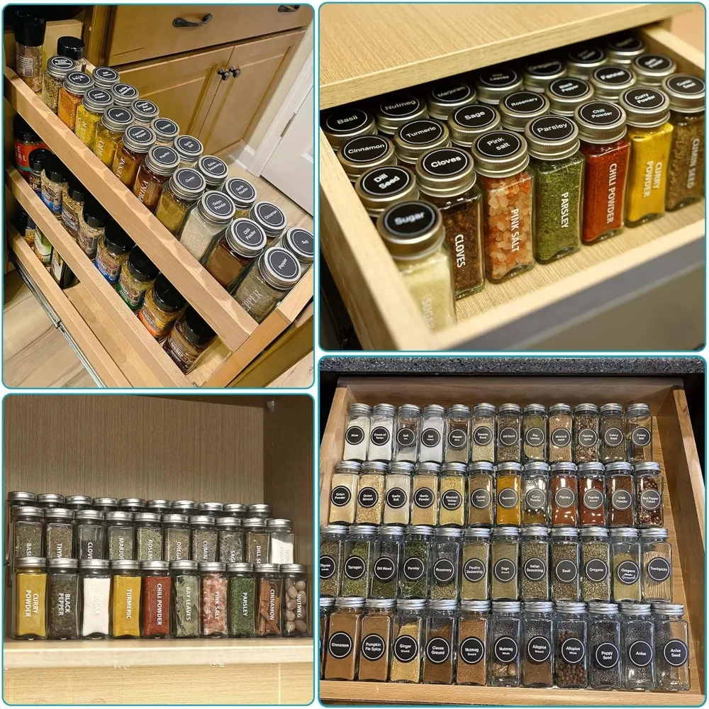 

40-Pack 3.5 OZ Glass Spice Jars with 324 Labels, Shaker Lids and Airtight Metal Caps, Empty Reusable Square Seasoning Bottles