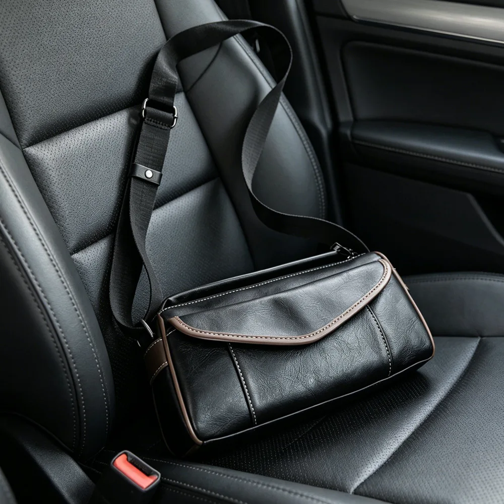 Modische Umhängetasche für Herren Luxuriöse Retro Herren-Umhängetaschen Weiche PU-Leder Schultertasche für Männer Rechteckige Sling-Tasche – Detail 2