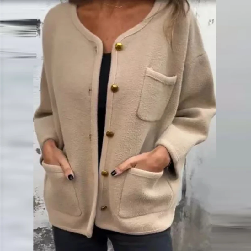 Cardigan maglione con bottoni autunno inverno donna tasca casual manica lunga maglione lavorato a maglia cappotto top femminili