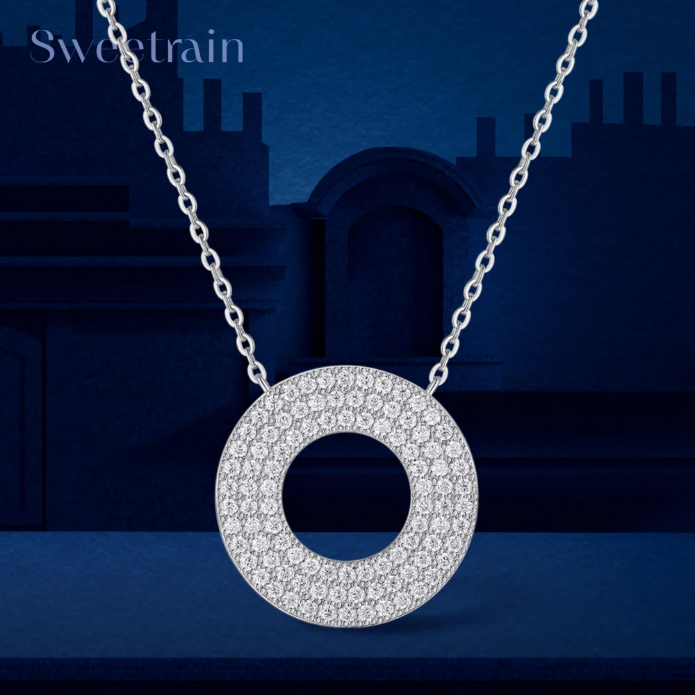 

Ожерелье с подвеской Sweetrain из муассанита, белое золото 18 карат, стерлинговое серебро 925 пробы, цепочка на шею для женщин, свадебные украшения, воротники