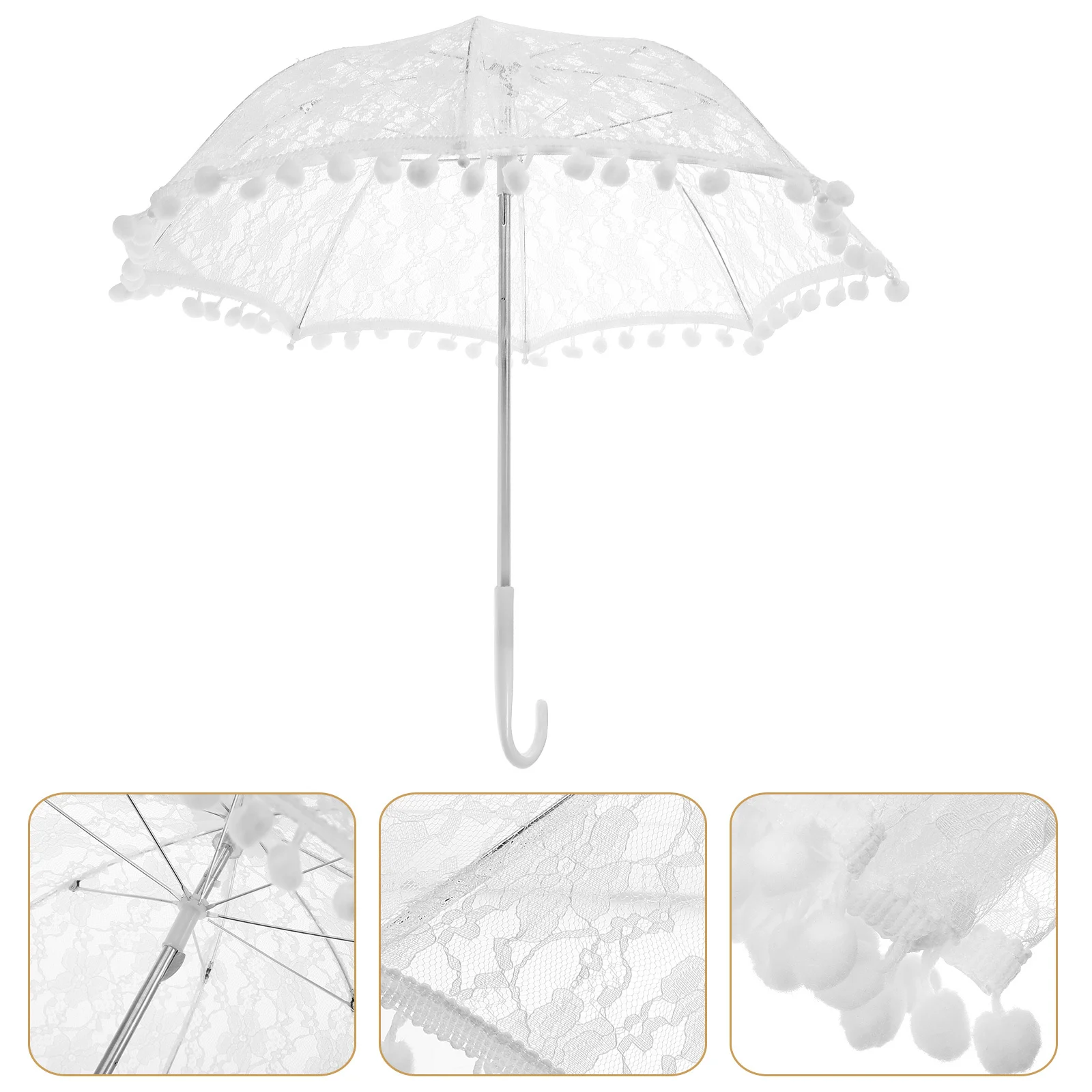 1 قطعة مظلة الزفاف الدانتيل المظلة أنيقة التطريز الكريات خفيفة الوزن ديكور حفلات الزفاف خمر زهرة الرقص الصورة #1