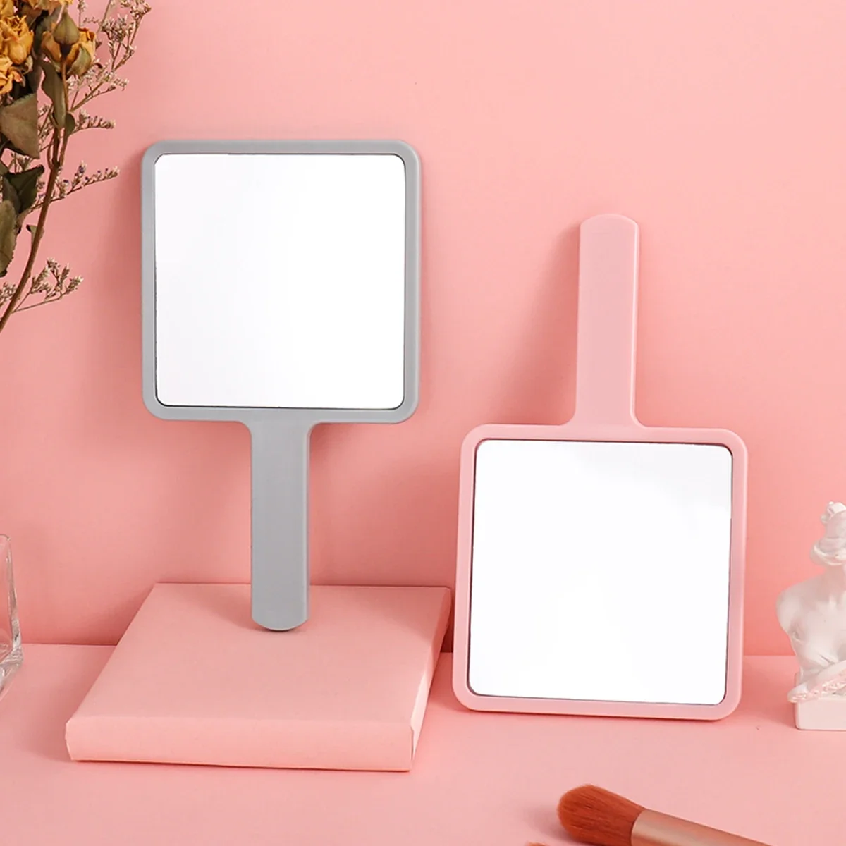 Wholesale 120pcs Custom Logo Hand Held Makeup Mirror Personalized Compact Square Gifts Souvenir Mirrors 12*21.5CM