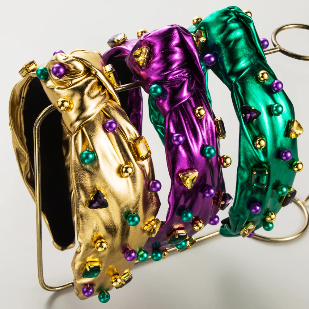 Festival irlandés transfronterizo, nueva venda caliente, diadema de moda hecha a mano para mujer, Nudo de perla, accesorios para el cabello de Carnaval de cabeza alta