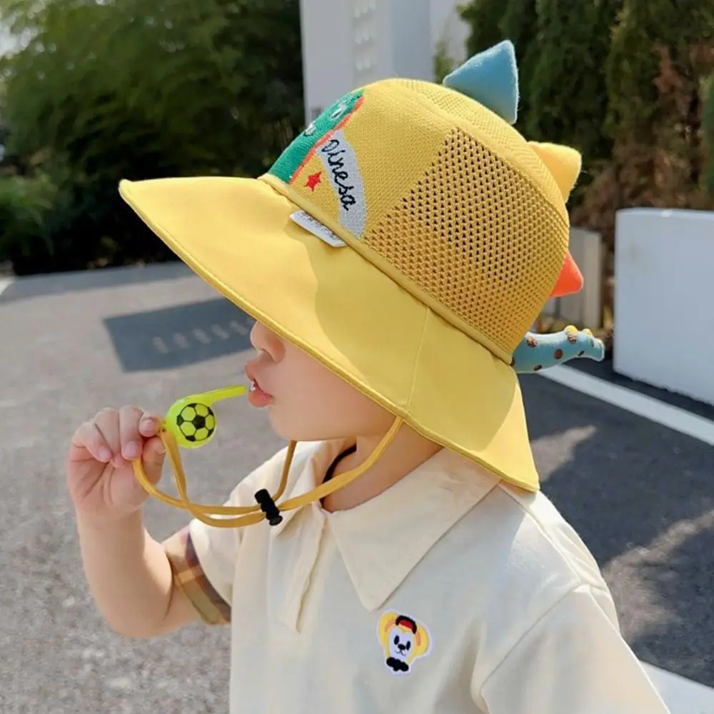 

Outdoor With Whistle Kids Bucket Hat Wide Brim UV Protection Sun Cap Cartoon Cute Panama Hat Toddler