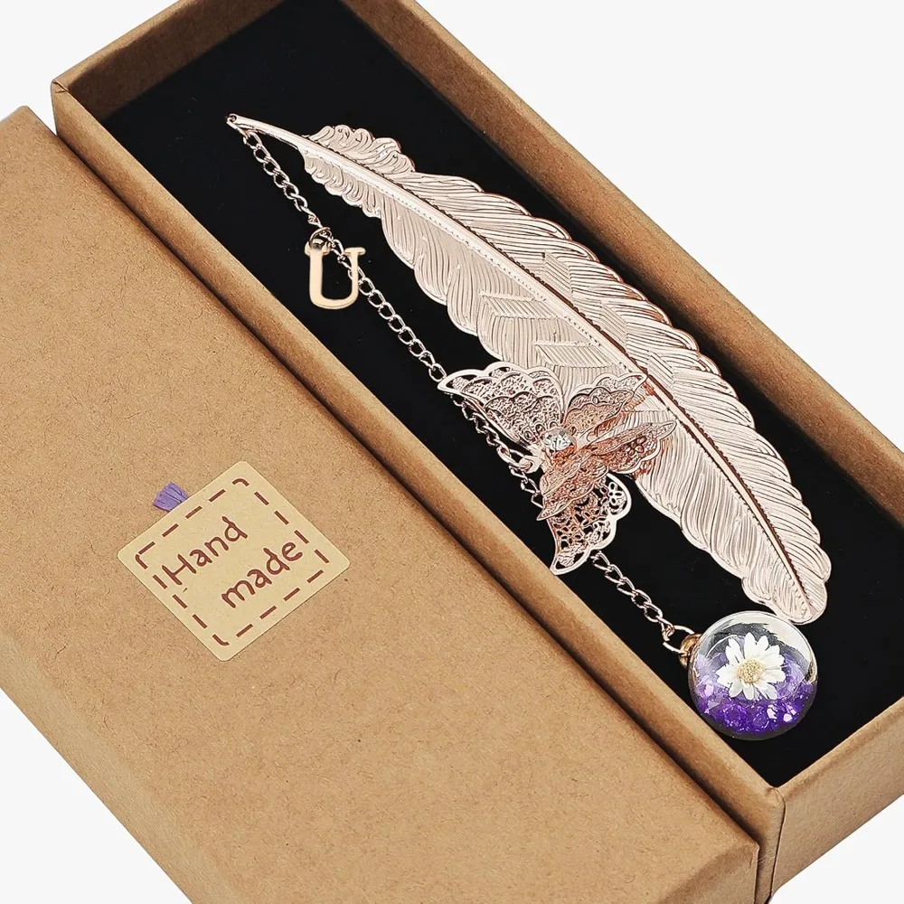 

Exquisite Metal Feather Bookmark, Rose Gold, Help Reading, Beautiful Decoration, Suitable for Readers, mom, Teachers and Friend