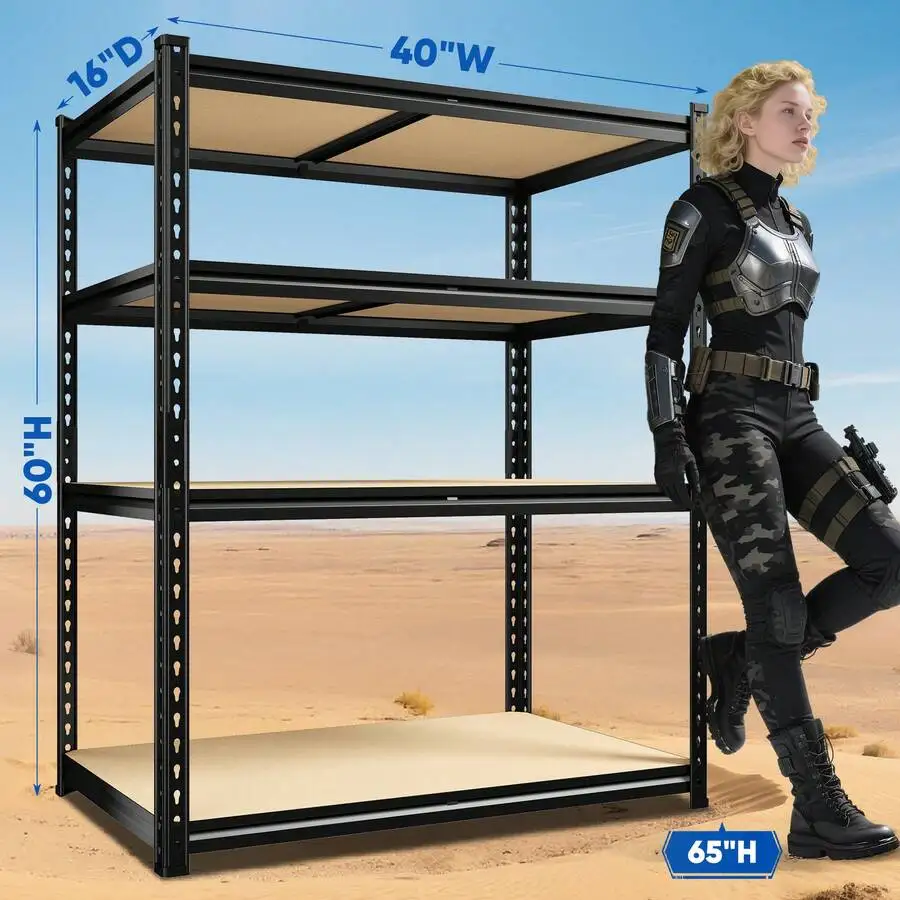 60'H Garage Shelving Adjustable Metal Shelving Unit 4 Tier Storage Shelves Load 2000LBS For Garage, Basement, Kitche