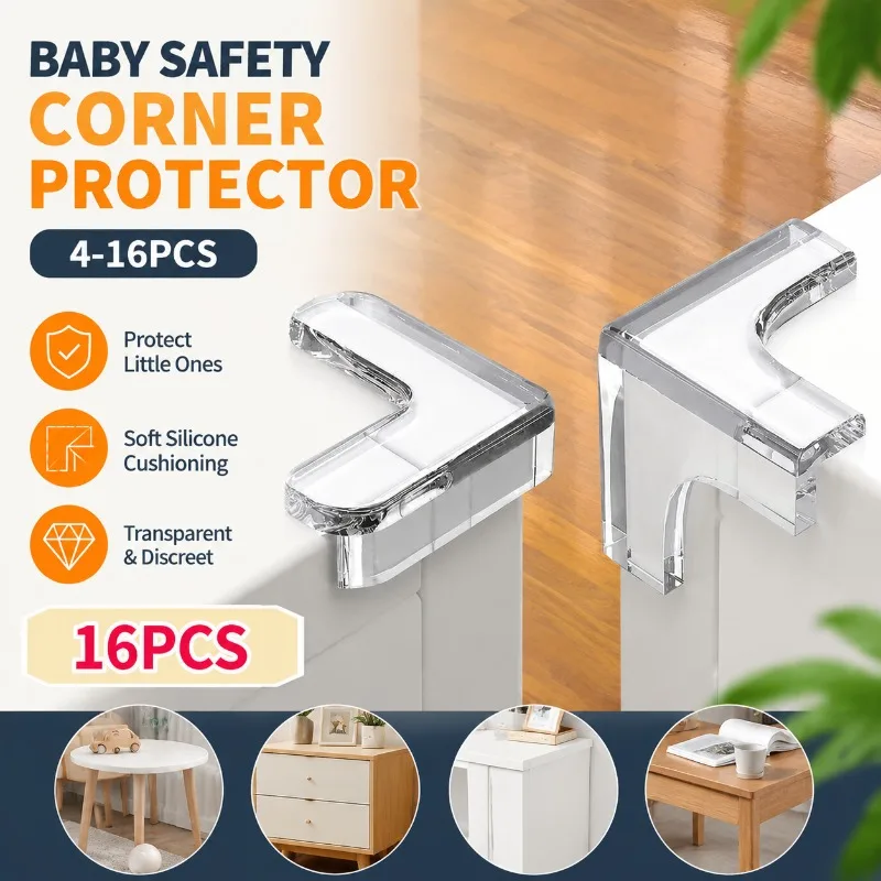 Transparent Silicone Baby Safety Table Corner Protector 4-16Pcs Furniture Edge Guard for Childproofing Sharp Corners