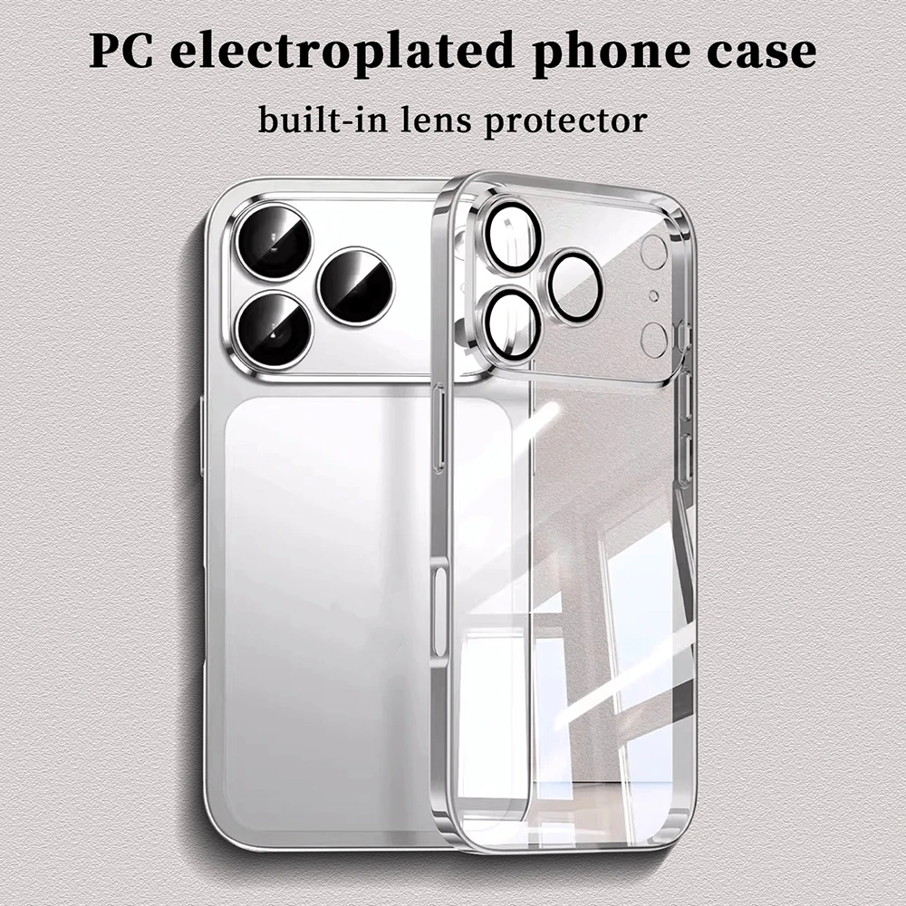 Luxuriöse Transparente Handyhülle mit Galvanisierung für iPhone 17 16 15 14 18 Pro Max 17Pro mit Objektivschutz, Stoßfest, Klare Stoßfänger-Rückabdeckung – Detail 2