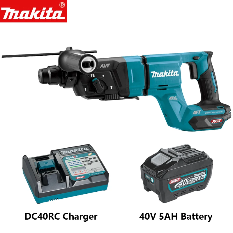 

Makita HR007G 40V Electric Hammer Pick Household Multi Function Heavy Duty Brushless Rechargeable Concrete Impact Drill 3.0J