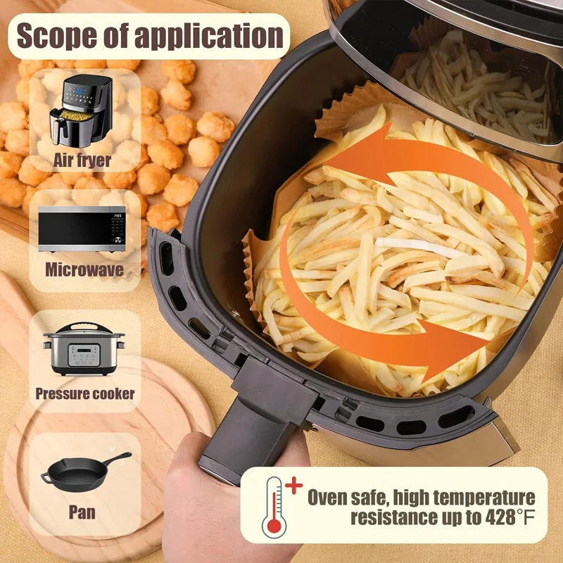 50-Piece Air Fryer Parchment Liners: Non-Stick & Oil-Absorbing Paper for 5-8QT Air Fryers - Image 5