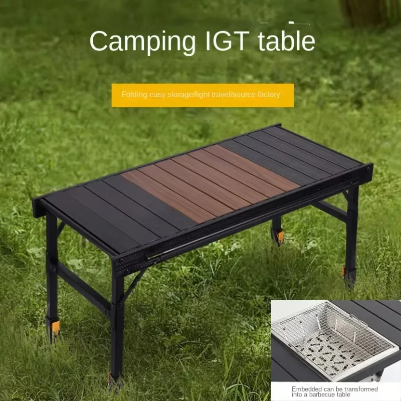 IGT Ultra-Light Aluminum Alloy Modern Folding Table Portable Outdoor Furniture Picnic Barbecue and Egg Roll Campsite Combination