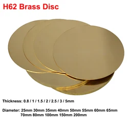 H62 Messing Disc Durchmesser 25mm - 200mm Dicke 0,8mm 1mm 1,5mm 2mm Messing Dichtung reines Kupfer Runde Platte Messing Teile Schneiden