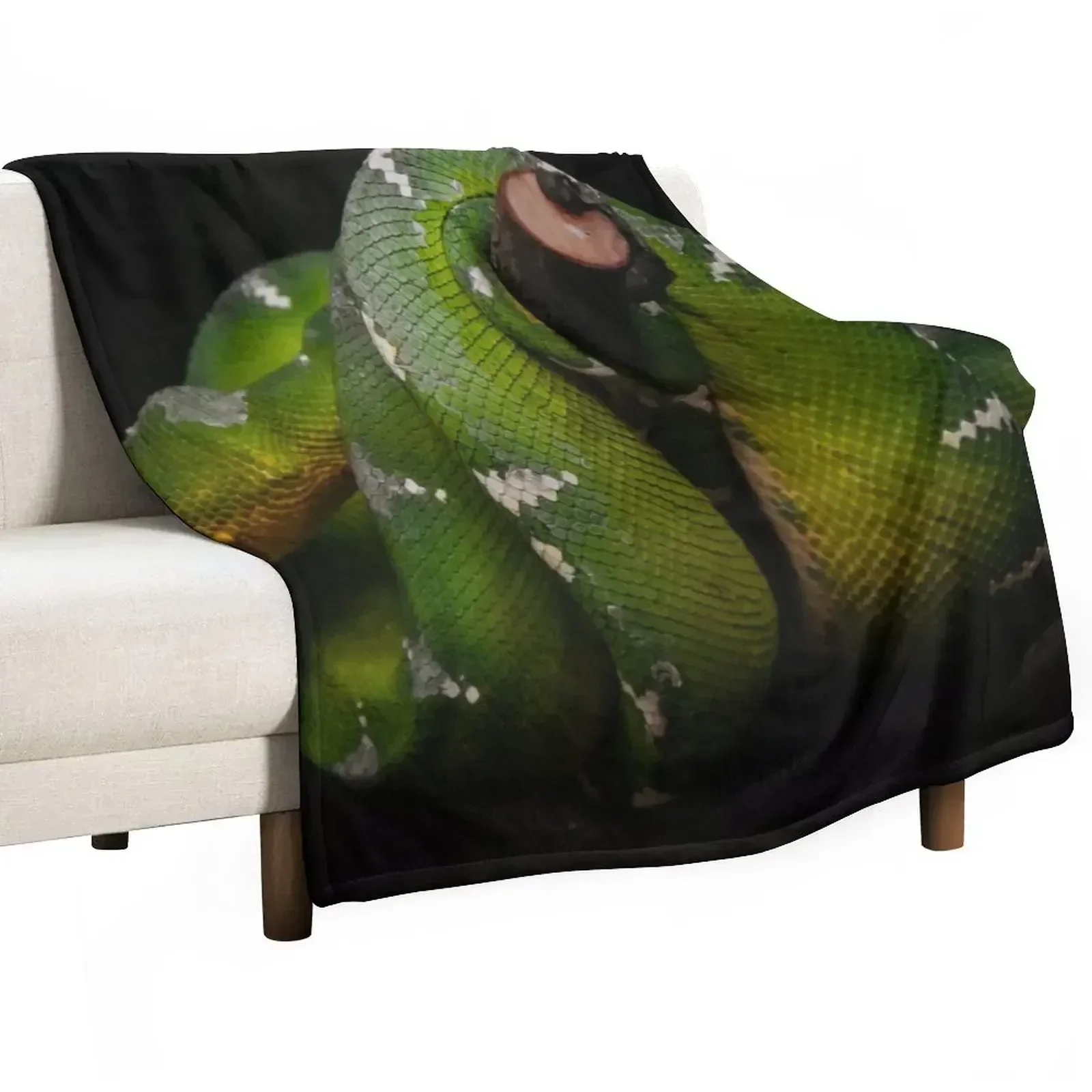 

Sneaky Green snake Throw Blanket Flannel Fabric Cute Plaid wednesday bed plaid Blankets