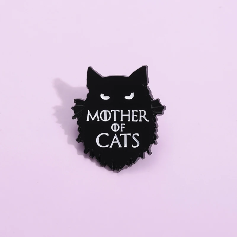 Punk Gothic Black Cat Enamel Pins MOTHER OF CATS Animal Brooches Lapel Badge Backpack Clothes Decorative Pin Gift for Friends
